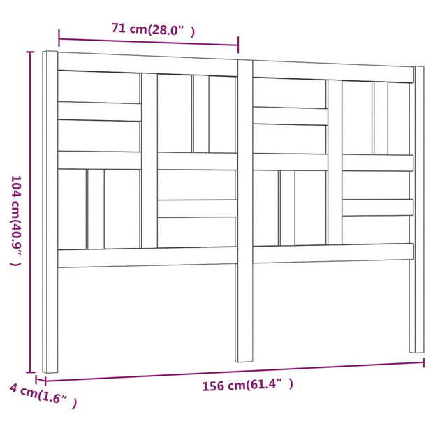 vidaXL Hoofdbord 156x4x104 cm massief grenenhout wit