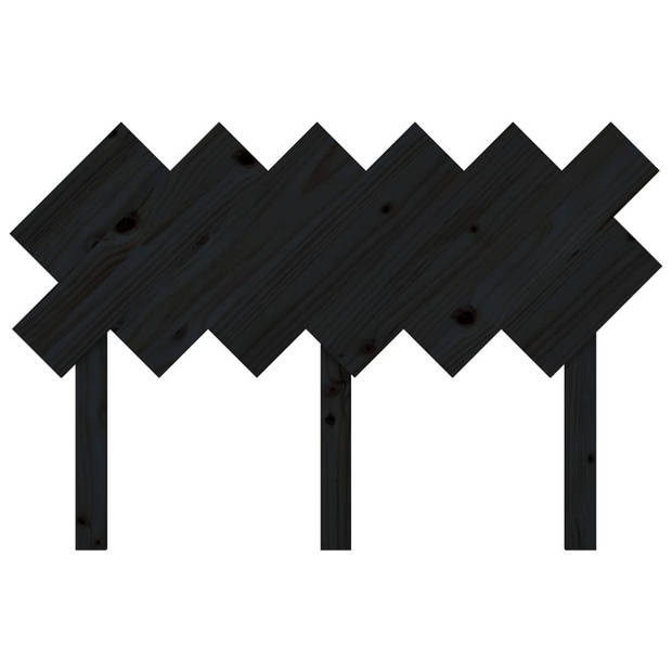 vidaXL Hoofdbord 122,5x3x80,5 cm massief grenenhout zwart