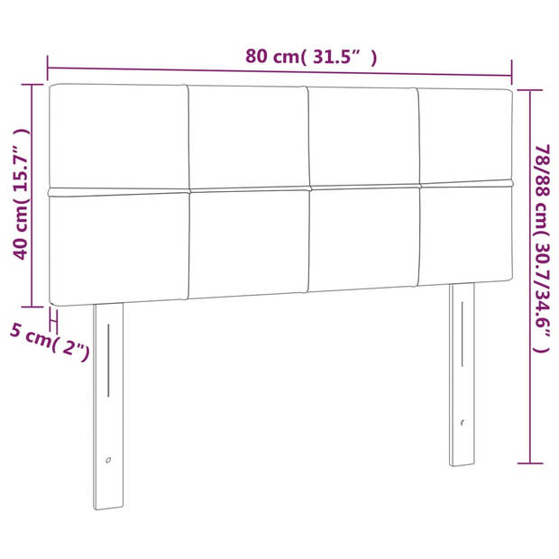 vidaXL Hoofdbord 80x5x78/88 cm stof cr??mekleurig