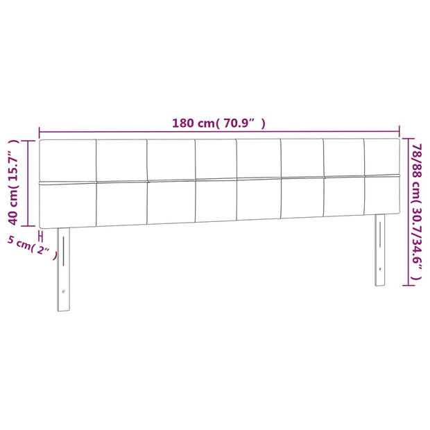 vidaXL Hoofdbord LED 180x5x78/88 cm fluweel donkerblauw