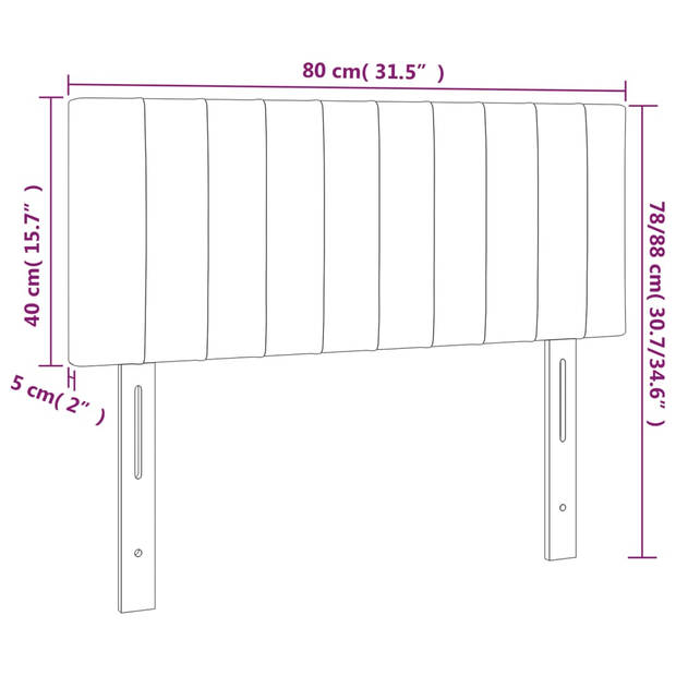 vidaXL Hoofdbord LED 80x5x78/88 cm fluweel donkergrijs