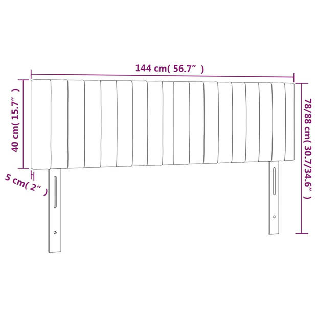 vidaXL Hoofdbord LED 144x5x78/88 cm fluweel roze