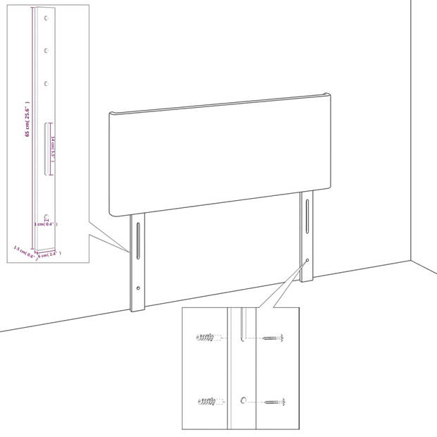 The Living Store Hoofdbord Classic - Zwart - 80 x 7 x 78/88 cm - Duurzaam - Verstelbaar