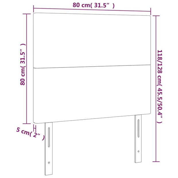 vidaXL Hoofdbord LED 80x5x118/128 cm kunstleer zwart