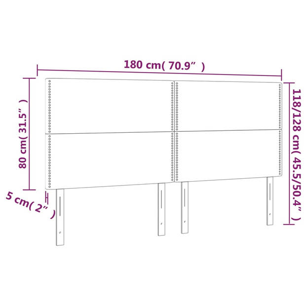 vidaXL Hoofdbord LED 180x5x118/128 cm stof donkerbruin