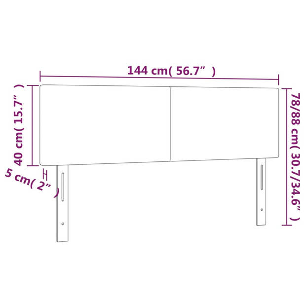 vidaXL Hoofdbord LED 144x5x78/88 cm kunstleer cappuccinokleurig