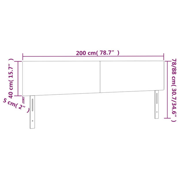 vidaXL Hoofdbord LED 200x5x78/88 cm fluweel zwart