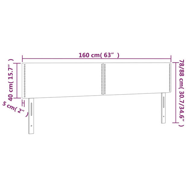 vidaXL Hoofdbord LED 160x5x78/88 cm stof blauw