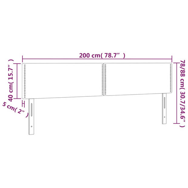 vidaXL Hoofdborden 2 st 100x5x78/88 cm stof blauw