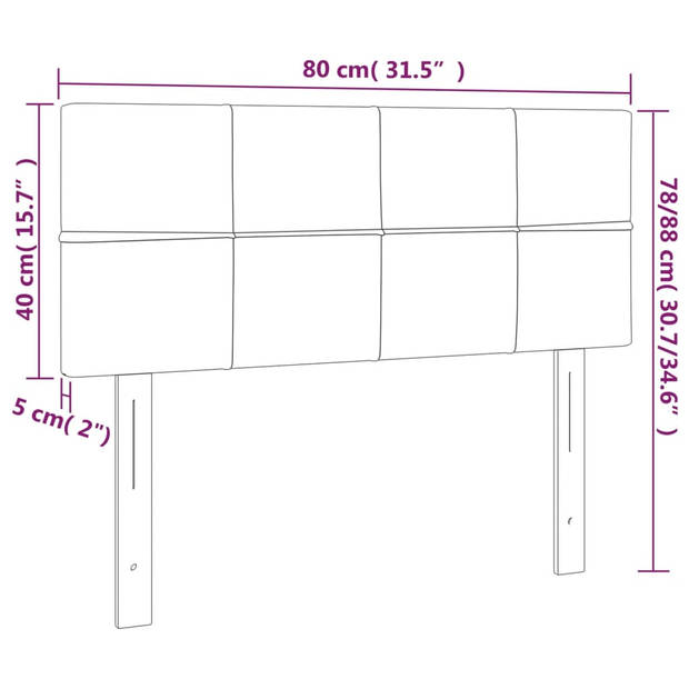 vidaXL Hoofdbord 80x5x78/88 cm stof taupe