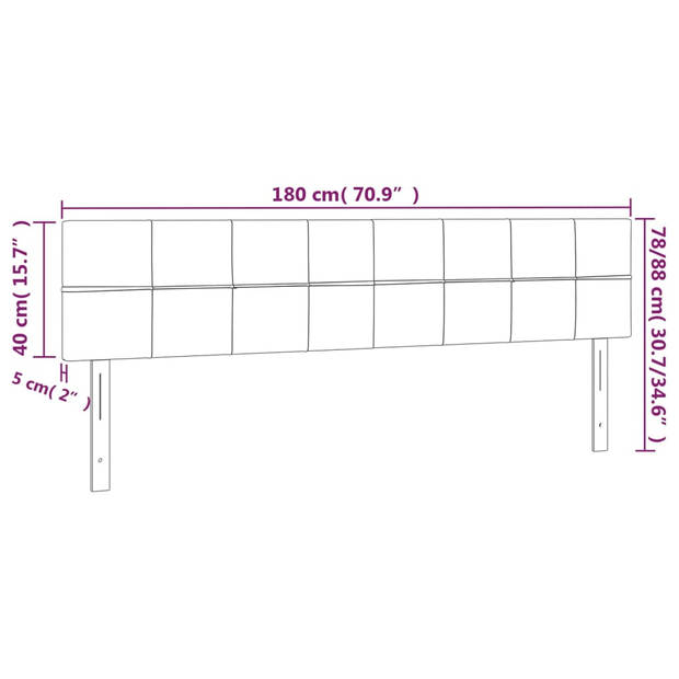 vidaXL Hoofdbord LED 180x5x78/88 cm stof donkergrijs