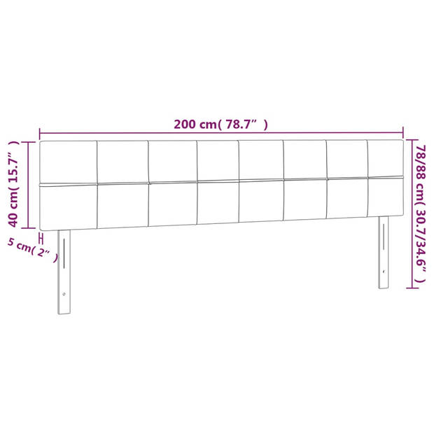 vidaXL Hoofdbord LED 200x5x78/88 cm stof cr??mekleurig