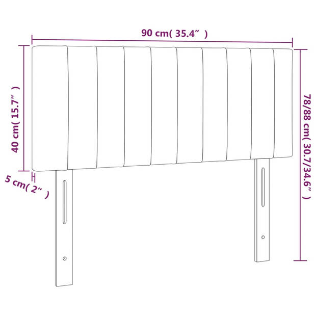 vidaXL Hoofdbord 90x5x78/88 cm stof zwart