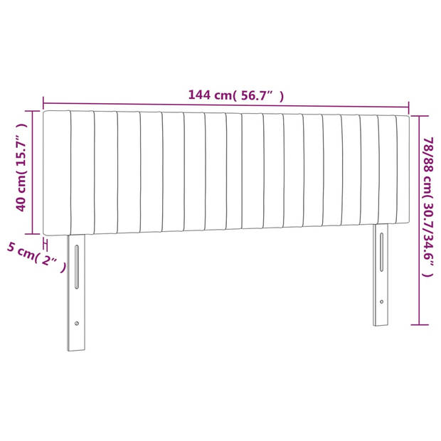 vidaXL Hoofdborden 2 st 72x5x78/88 cm stof cr??mekleurig