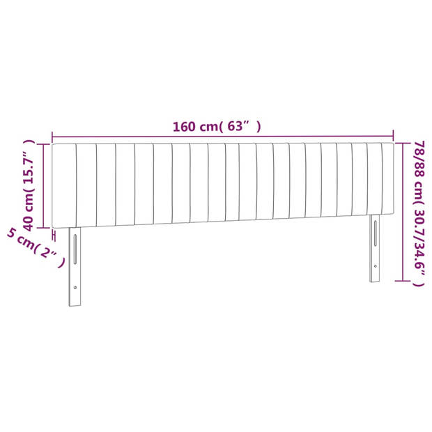 vidaXL Hoofdbord LED 160x5x78/88 cm fluweel zwart