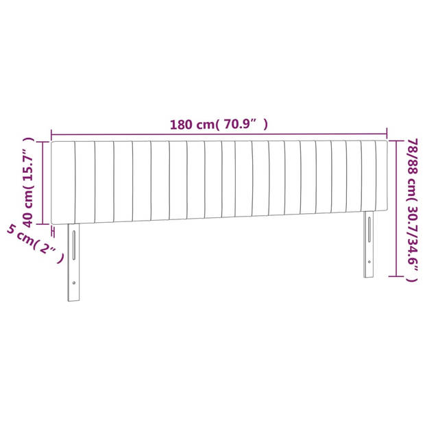 vidaXL Hoofdbord LED 180x5x78/88 cm stof zwart