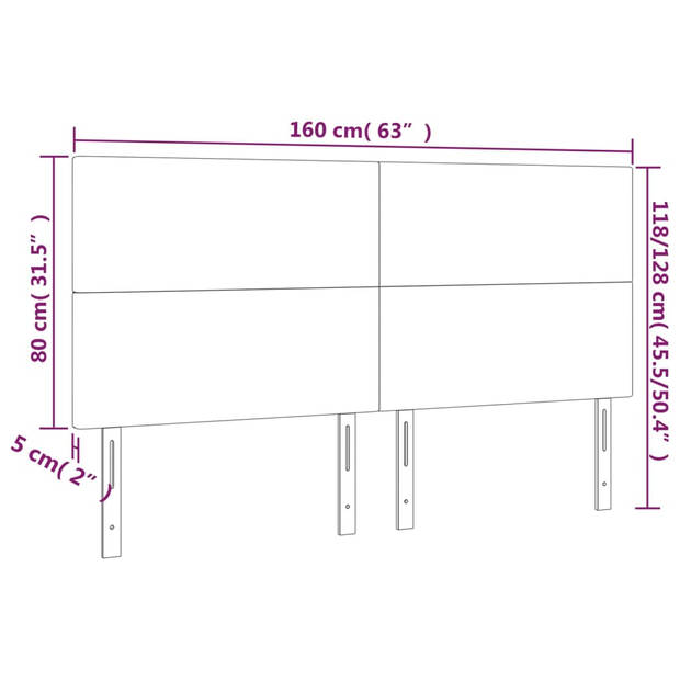 vidaXL Hoofdbord LED 160x5x118/128 cm stof donkergrijs