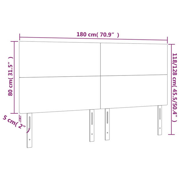 vidaXL Hoofdborden 4 st 90x5x78/88 cm kunstleer zwart