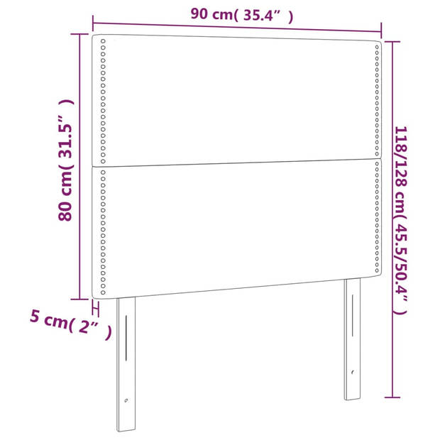 vidaXL Hoofdbord LED 90x5x118/128 cm fluweel zwart