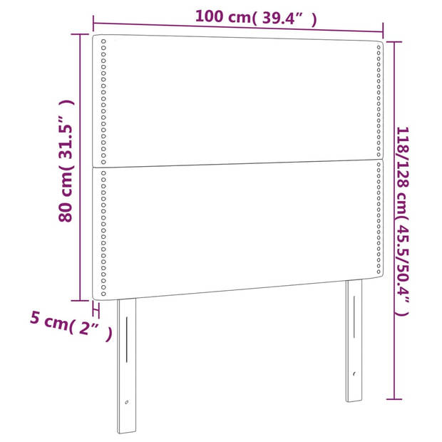 vidaXL Hoofdbord LED 100x5x118/128 cm stof taupe