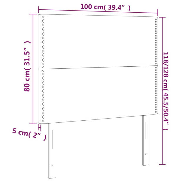 vidaXL Hoofdborden 2 st 100x5x78/88 cm stof groen