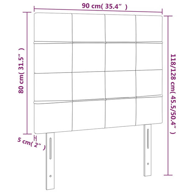 vidaXL Hoofdbord LED 90x5x118/128 cm stof donkerbruin