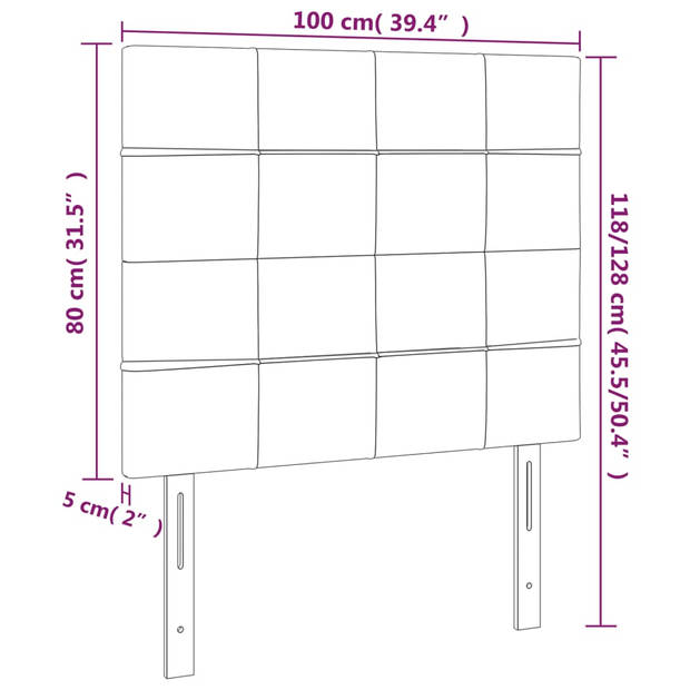 vidaXL Hoofdborden 2 st 100x5x78/88 cm stof zwart