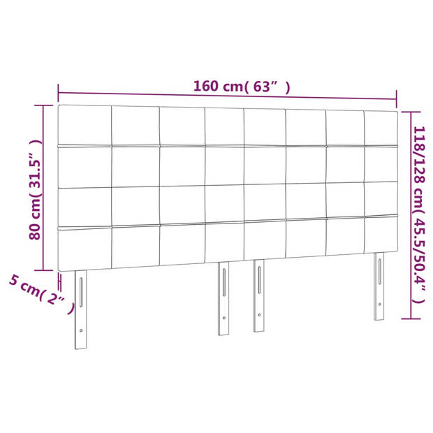 vidaXL Hoofdbord LED 160x5x118/128 cm fluweel donkerblauw