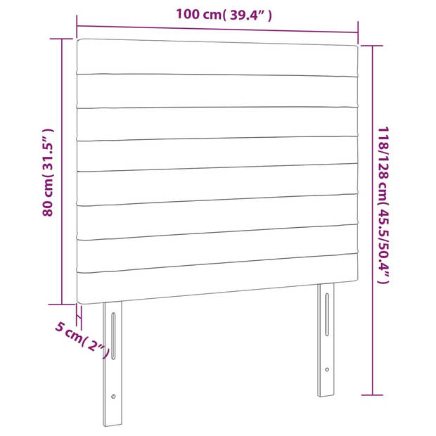 vidaXL Hoofdborden 2 st 100x5x78/88 cm stof donkergrijs