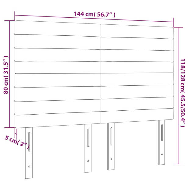 vidaXL Hoofdbord LED 144x5x118/128 cm stof blauw