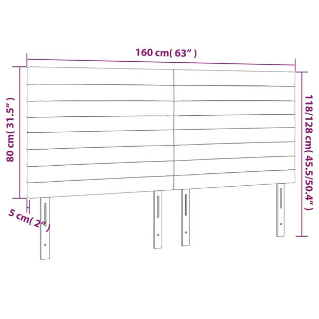 vidaXL Hoofdborden 4 st 80x5x78/88 cm stof lichtgrijs