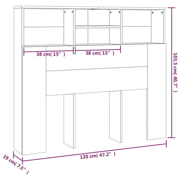 vidaXL Hoofdbordkast 120x19x103,5 cm sonoma eikenkleurig