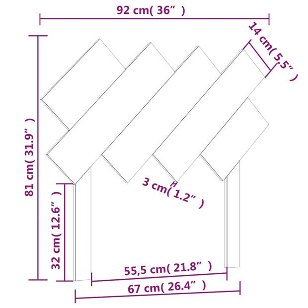 vidaXL Hoofdbord 92x3x81 cm massief grenenhout zwart