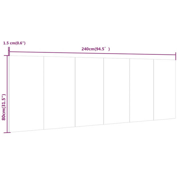 vidaXL Hoofdbord wandmodel 240x1,5x80 cm bewerkt hout betongrijs