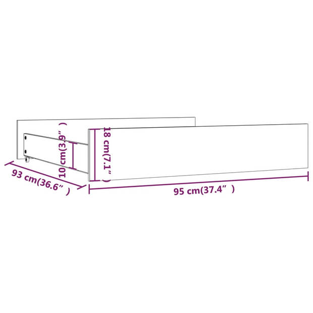 vidaXL Bedlades 2 st massief grenenhout zwart