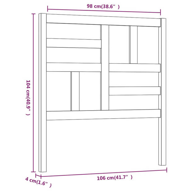 vidaXL Hoofdbord 106x4x104 cm massief grenenhout honingbruin