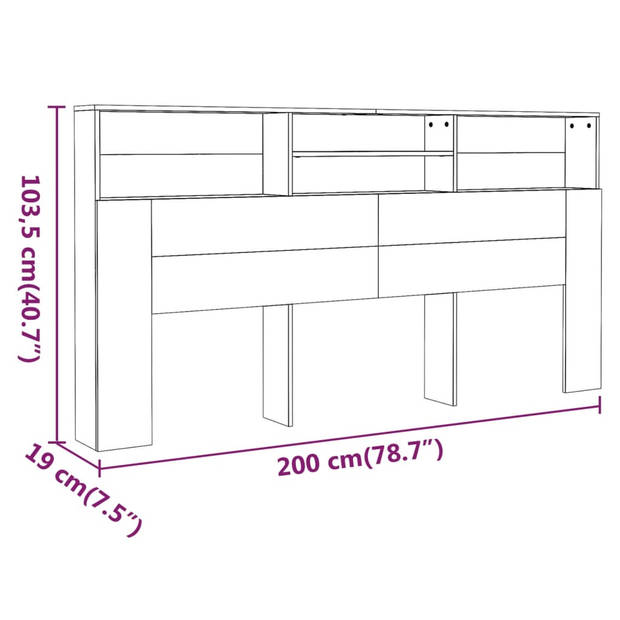 vidaXL Hoofdbordkast 200x19x103,5 cm bruin eikenkleur