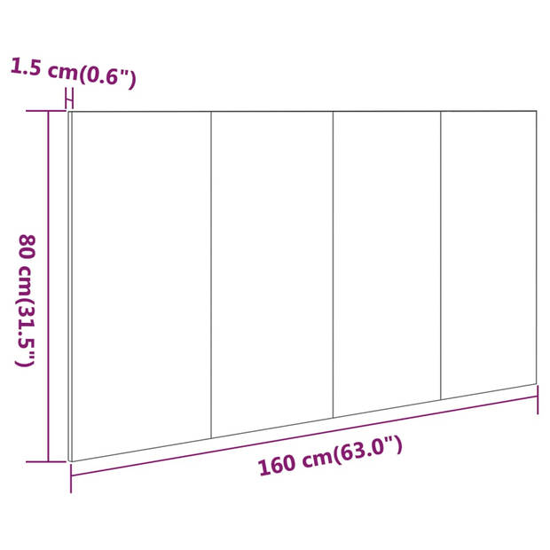 vidaXL Hoofdbord 160x1,5x80 cm bewerkt hout hoogglans wit