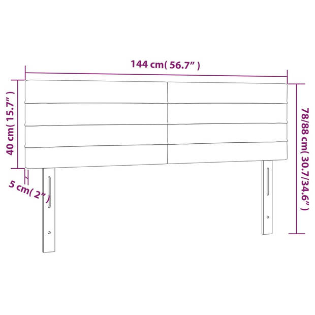 vidaXL Hoofdborden 2 st 72x5x78/88 cm stof lichtgrijs