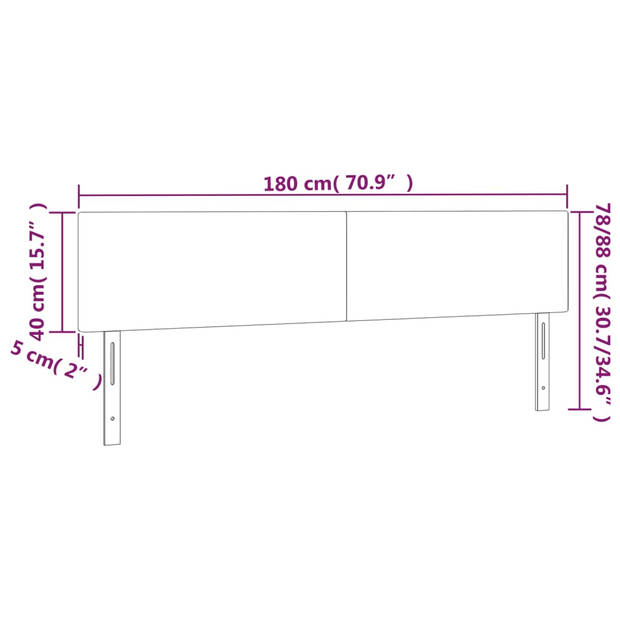 vidaXL Hoofdbord LED 180x5x78/88 cm fluweel zwart