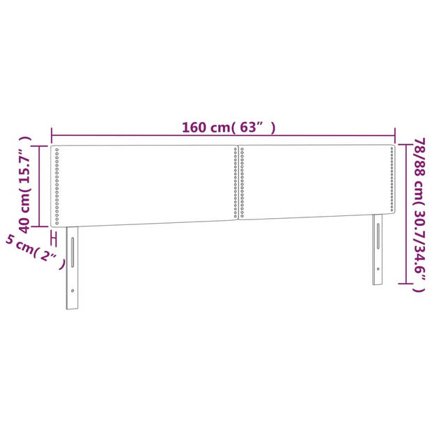 vidaXL Hoofdborden 2 st 80x5x78/88 cm fluweel donkerblauw