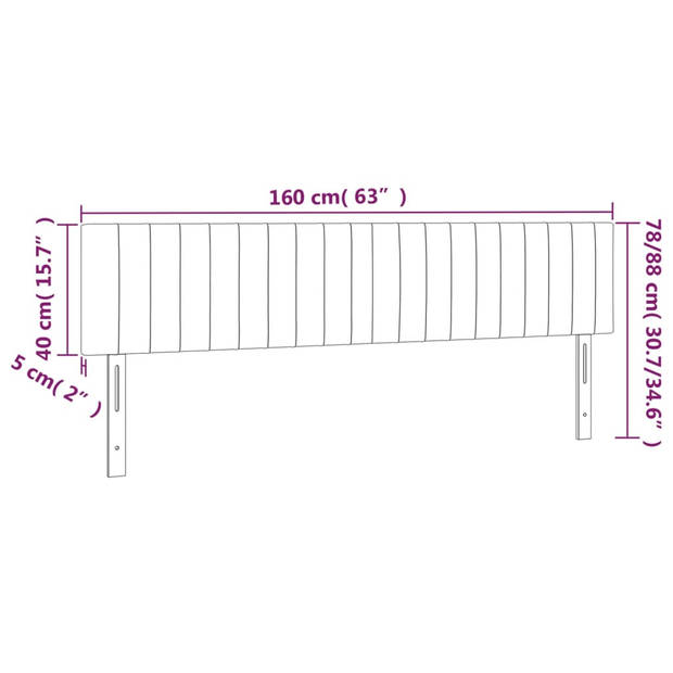 vidaXL Hoofdborden 2 st 80x5x78/88 cm stof zwart