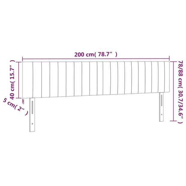 vidaXL Hoofdborden 2 st 100x5x78/88 cm fluweel donkergrijs