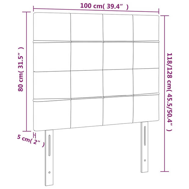 vidaXL Hoofdborden 2 st 100 x 5 x 78/88 cm fluweel lichtgrijs