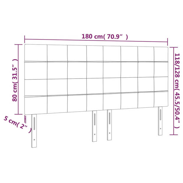 vidaXL Hoofdbord LED 180x5x118/128 cm stof cr??mekleurig