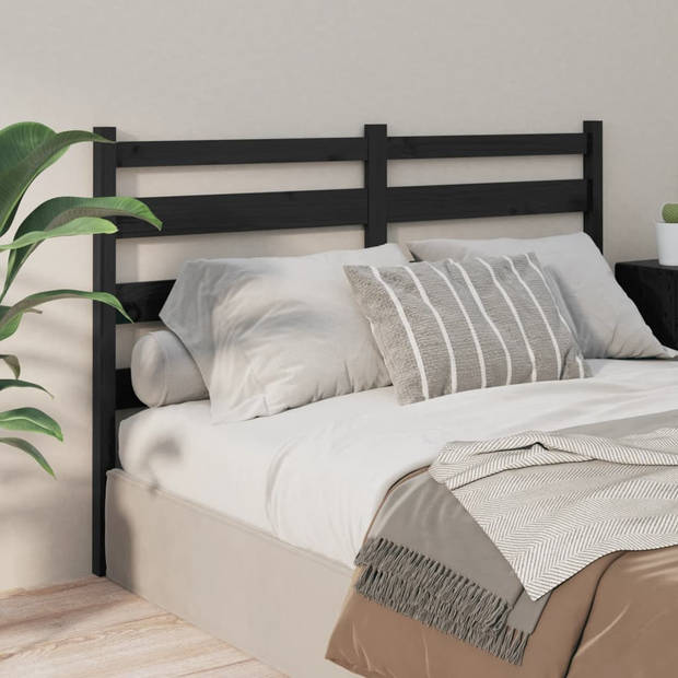 The Living Store Houten Hoofdeinde - Trendy Design - Hoofdbord voor Bedframe - 146x4x100 cm - Zwart