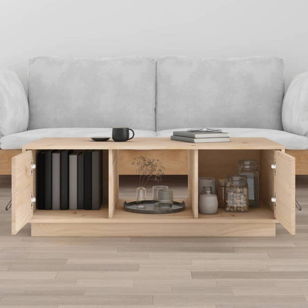 The Living Store Salontafel Massief Grenenhout - 100 x 50 x 35 cm - Met opbergruimte