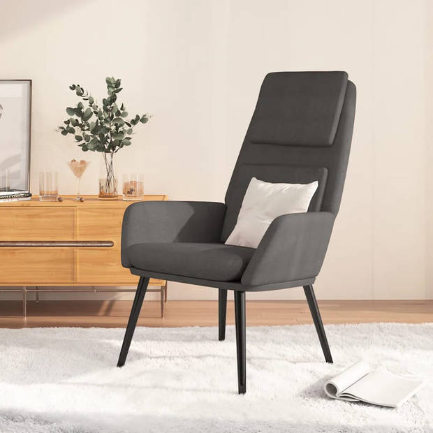 The Living Store Fauteuil - Relaxstoel - Donkergrijs - 70 x 77 x 98 cm - Schuim vulling