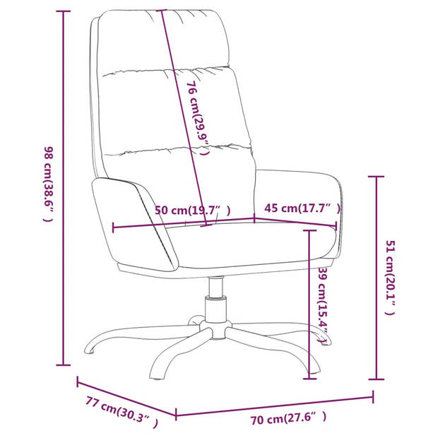 The Living Store Relaxstoel - Comfort - Kunstleer - 70x77x98 cm - Zwart