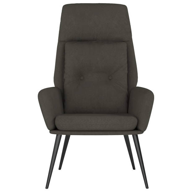 The Living Store Fauteuil - Comfortabele dik gevoerde relaxstoel - Kunstsuède - Donkergrijs - 70 x 77 x 94 cm